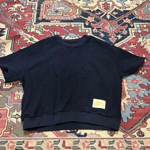 Daily Drills French Terry Cotton Reversible Cropped Sleeve Sweatshirt